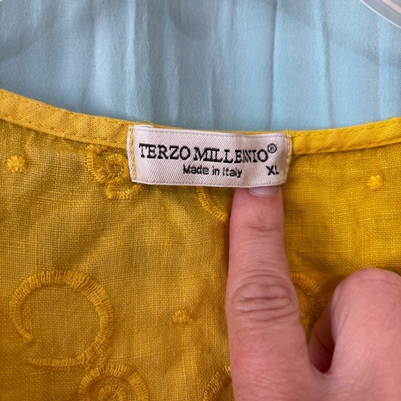 Terzo Millennio Yellow Linen Dress Boho Lagenlook Sz XL - Picture 2 of 9